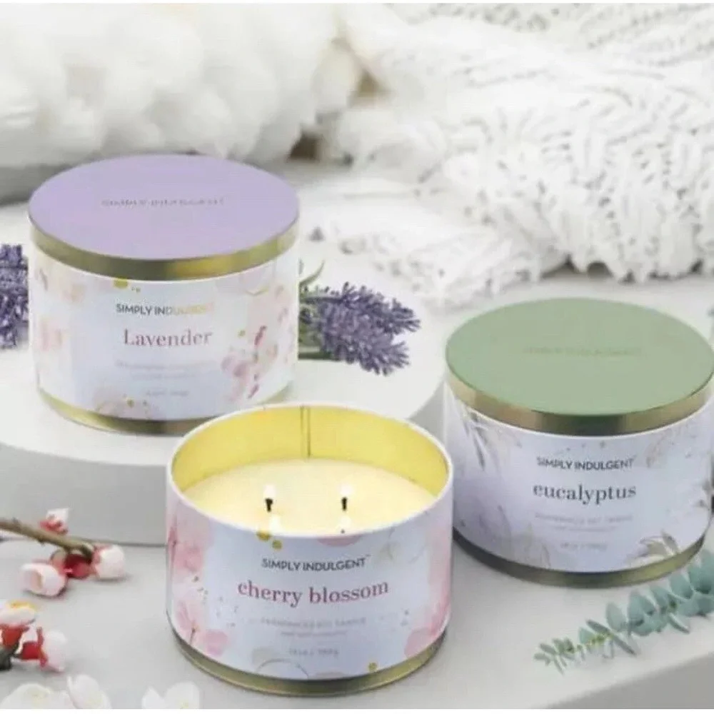 3 Piece Fragranced Candle Set Made with Essential Oils and Soy Wax -Each Cand